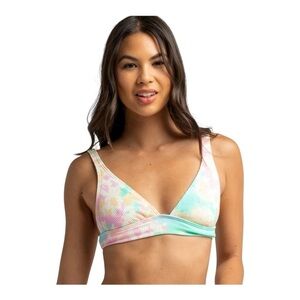 BILLABONG Rainbow Tide Banded Triangle Bikini Top NWT